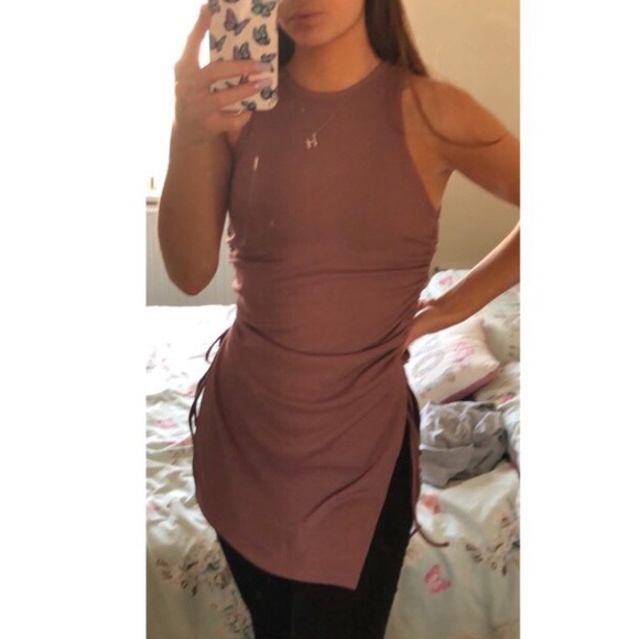 Zara TRF Longline Mauve Purple Ruched Gathered Top - Picture 7 of 8